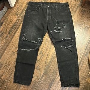 Men's Black Levi’s 501 CT Distressed Jeans 40x32